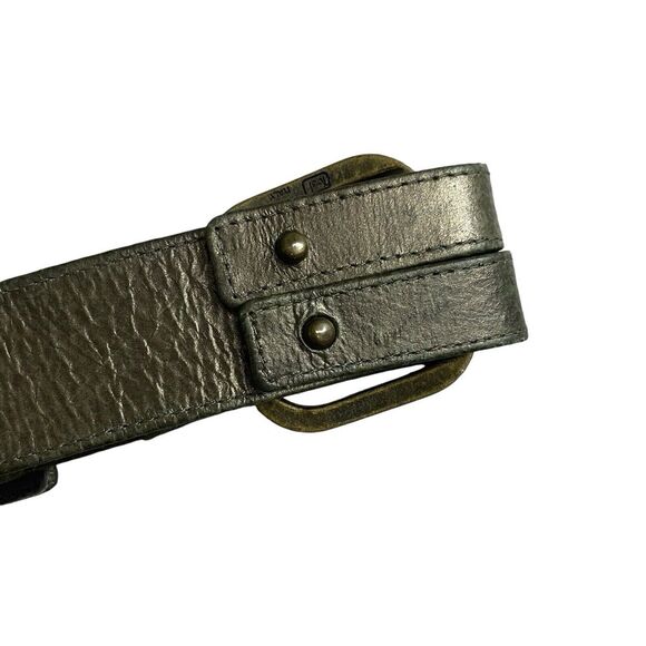 Vtg Suzi Roher Leather Belt Small Womens Green Metallic Brass Abel Canada 1.5\